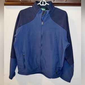 LL BEAN Mens Nylon Jacket Blue Soft Shell Fleece Lining Size Medium